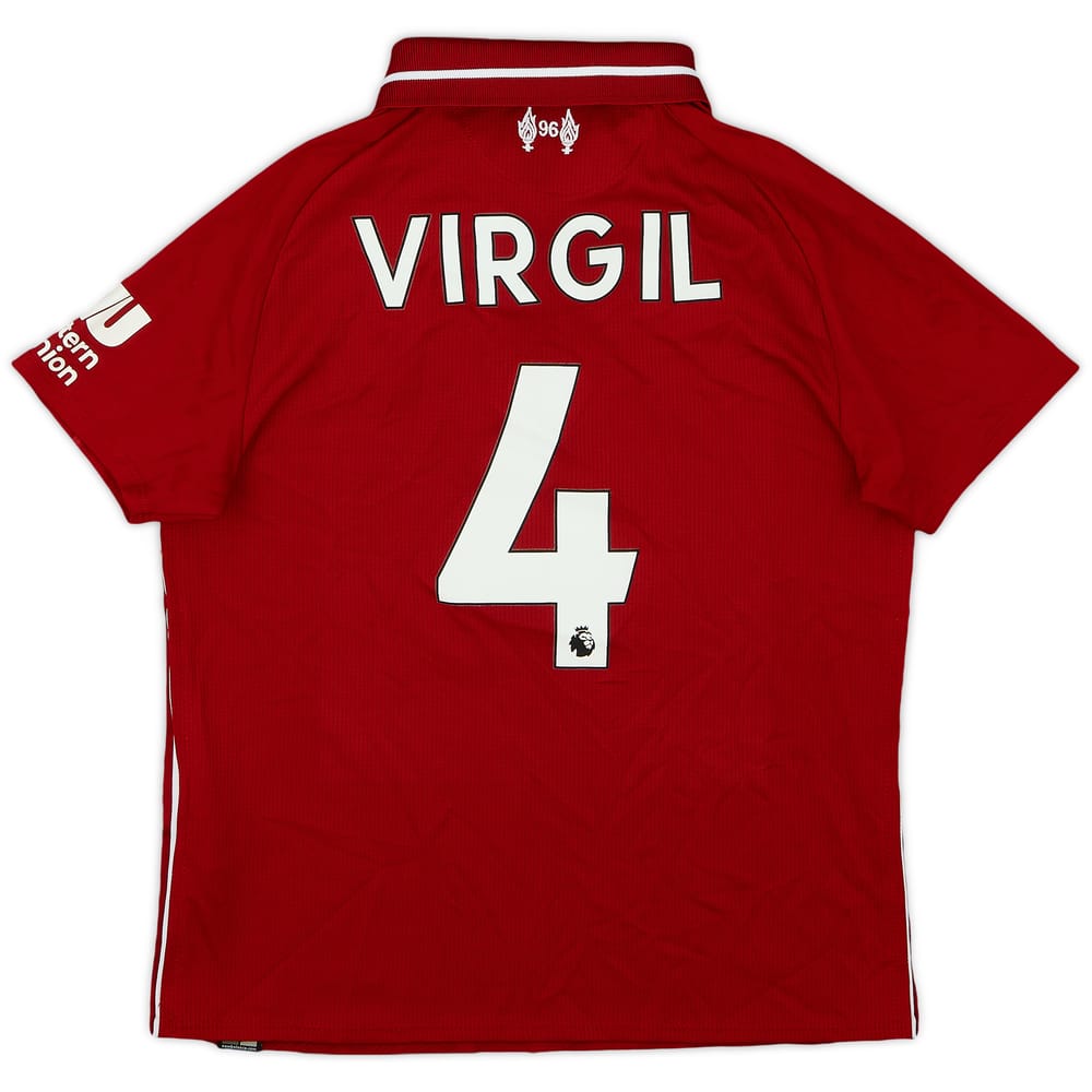 2018-19 Liverpool Home Shirt Virgil #4 - 8/10 - (S.Boys)