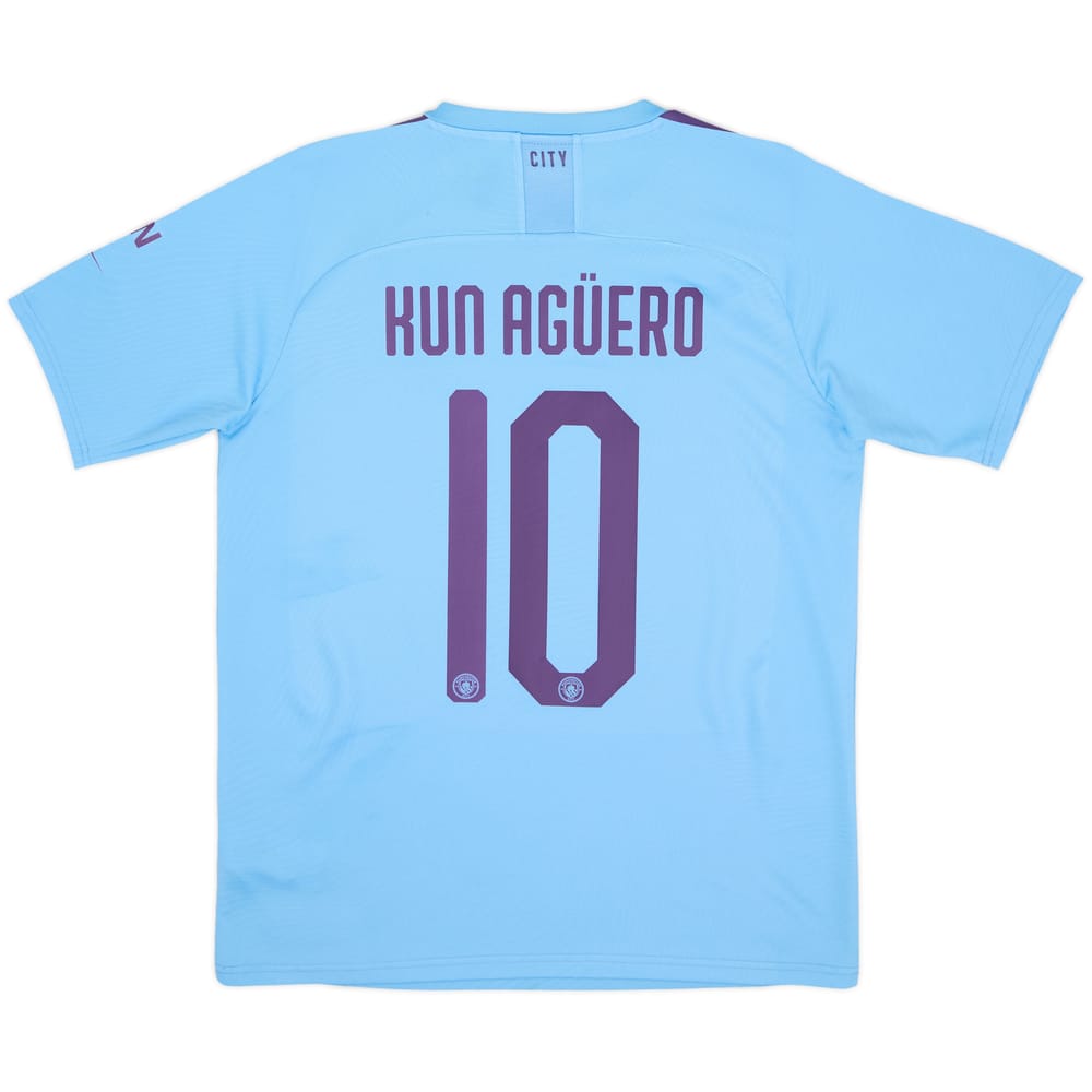 2019-20 Manchester City Home Shirt Kun Aguero #10 - 8/10 - (M)
