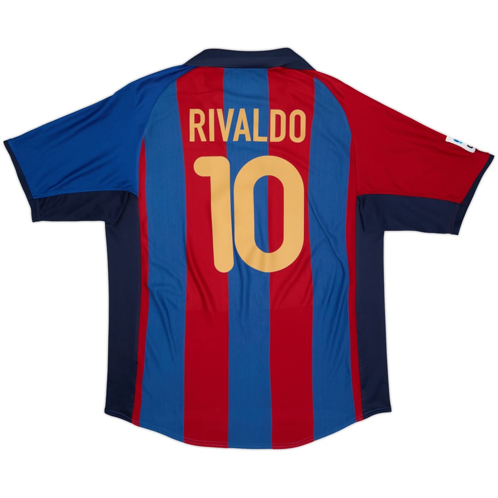 2001-02 Barcelona Home Shirt Rivaldo #10 - 8/10 - (L)