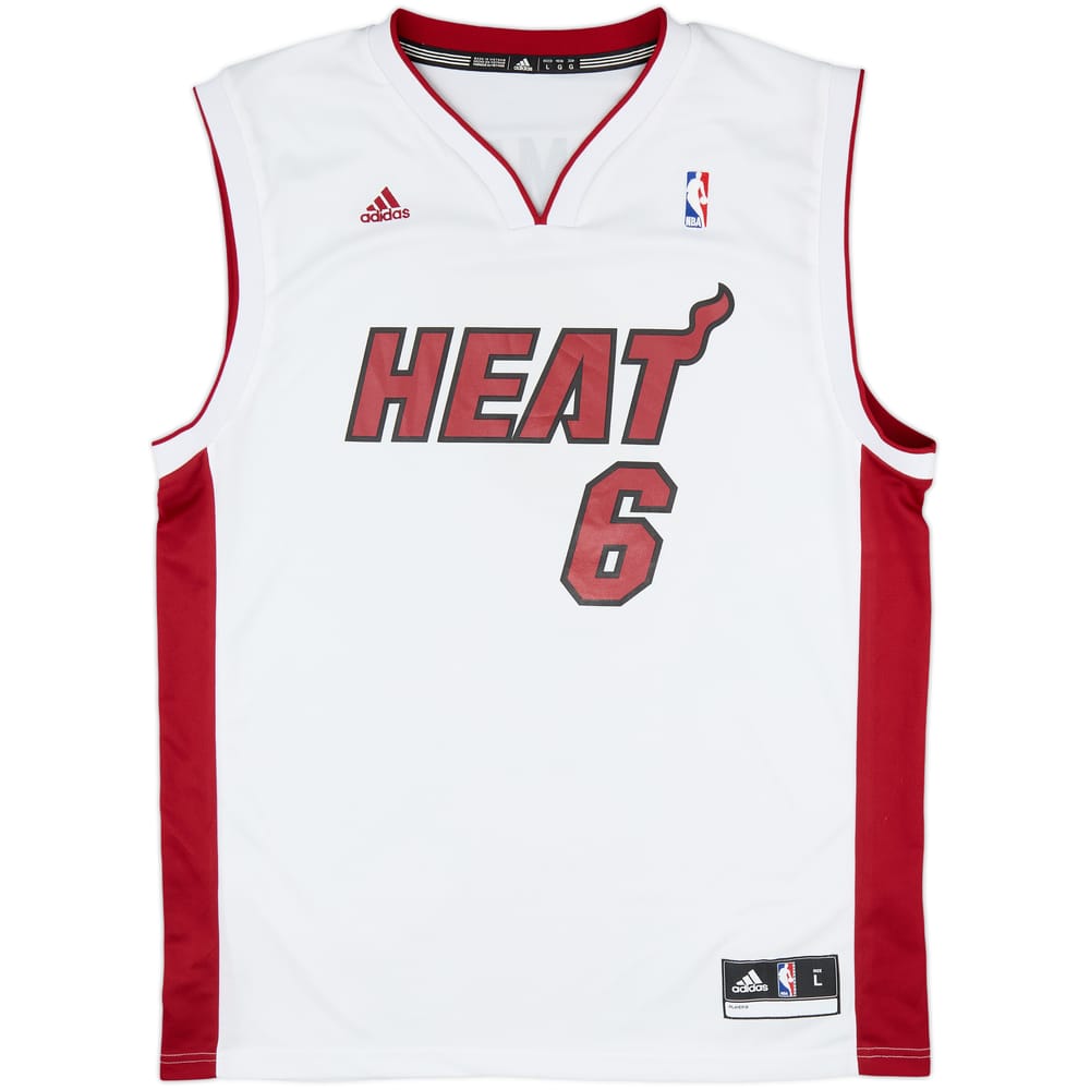 2010-14 Miami Heat James #6 adidas Home Jersey - 7/10 - (L)