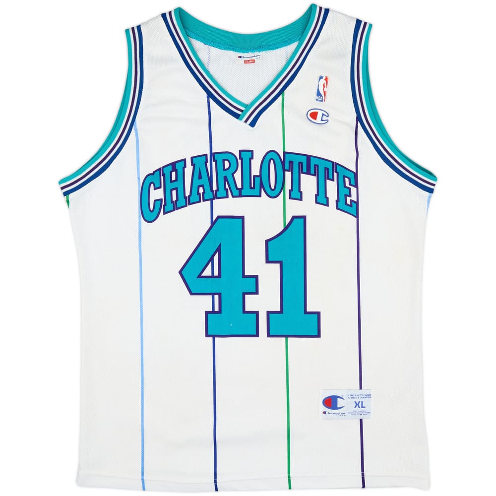 1995-97 Charlotte Hornets Rice #41 Champion Home Jersey - 7/10 - (XL)