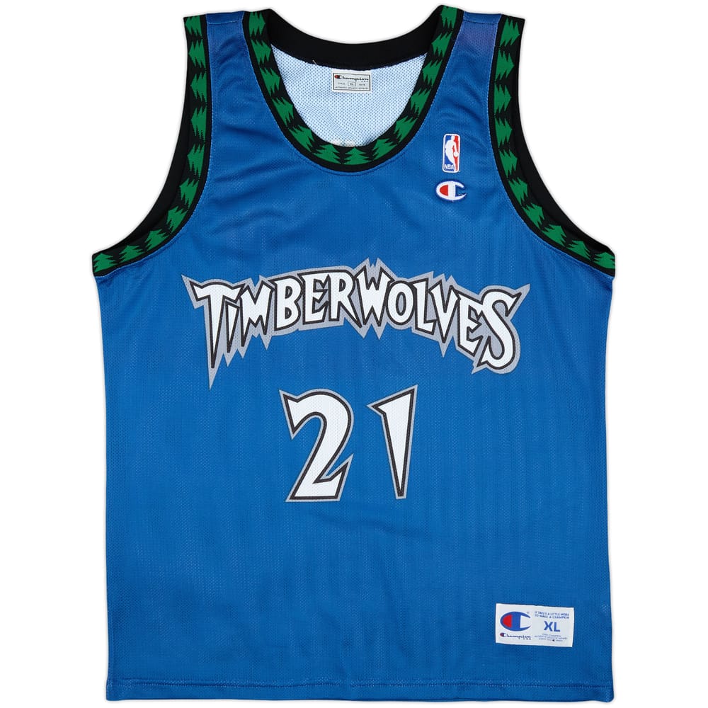 1996-07 Minnesota Timberwolves Garnett #21 Champion Away Jersey - 9/10 - (XL)