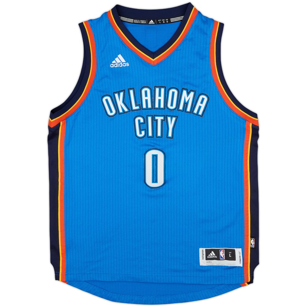 2014-17 Oklahome City Thunder Westbrook #0 adidas Swingman Away Jersey - 3/10 - (L.Boys)