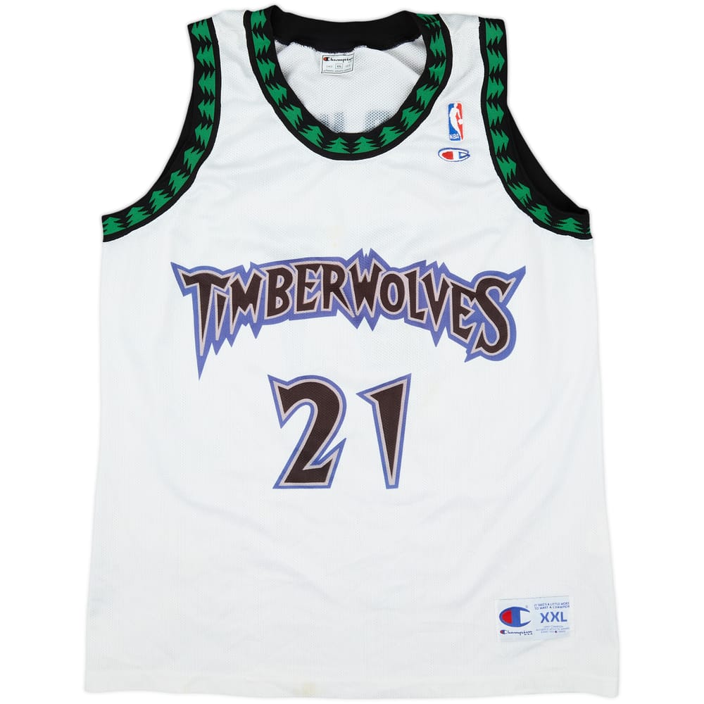 1996-07 Minnesota Timberwolves Garnett #21 Champion Home Jersey - 6/10 - (XXL)