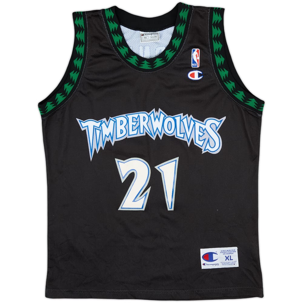 1997-07 Minnesota Timberwolves Garnett #21 Champion Alternate Jersey - 6/10 - (XL.Boys)