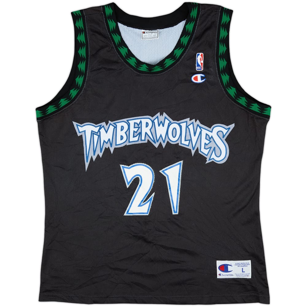 1997-07 Minnesota Timberwolves Garnett #21 Champion Alternate Jersey - 6/10 - (L)