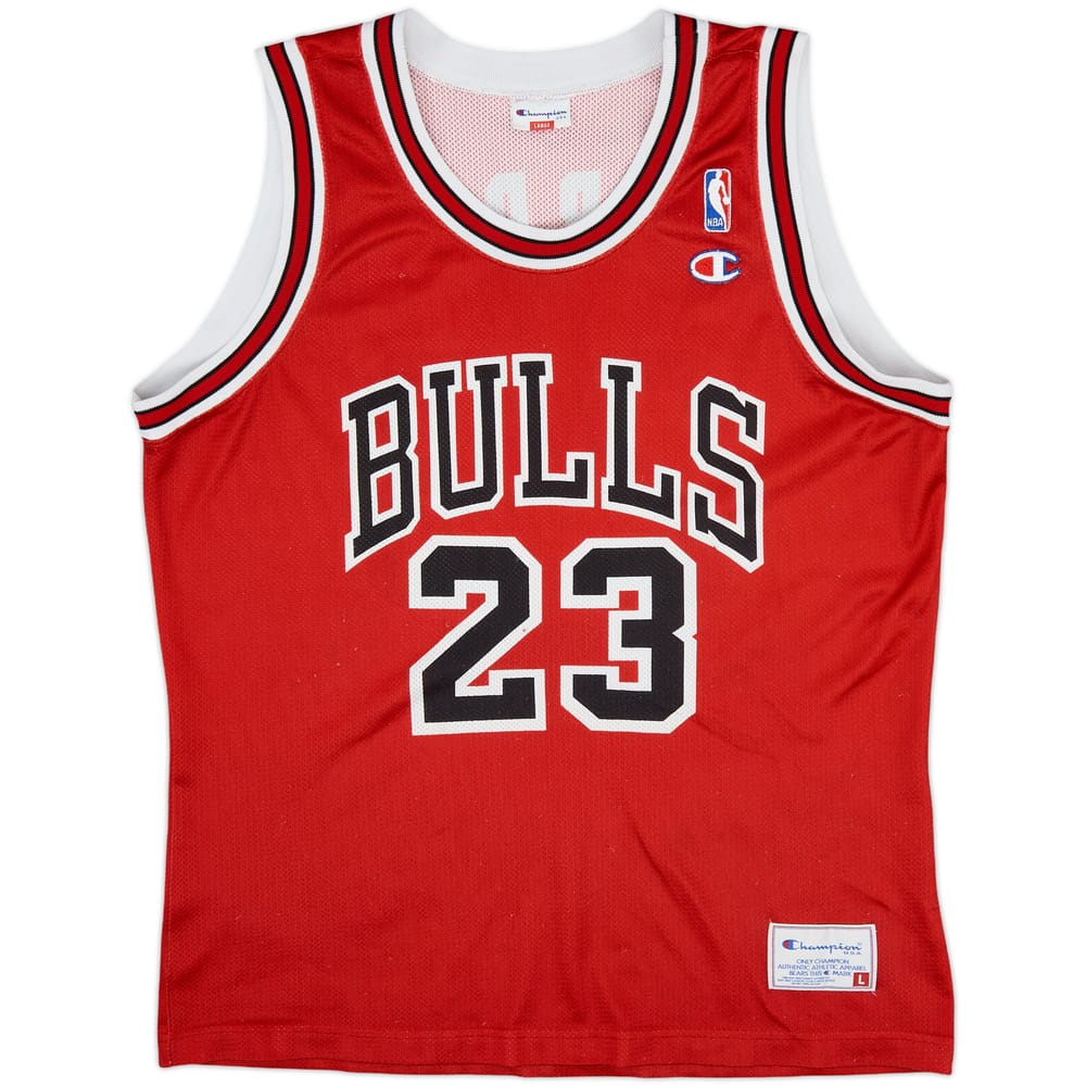 1991-98 Chicago Bulls Jordan #23 Champion Away Jersey - 4/10 - (L)