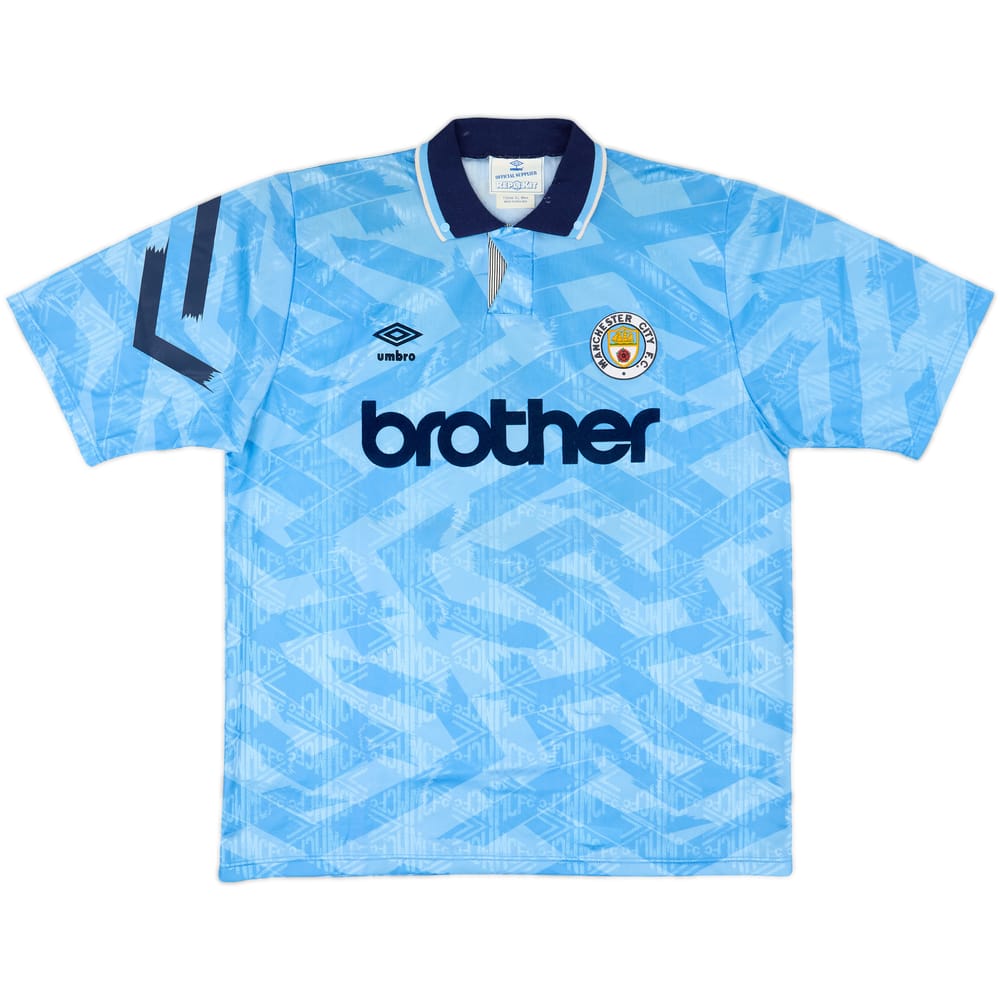 1991-93 Manchester City Home Shirt - 9/10 - (XL)