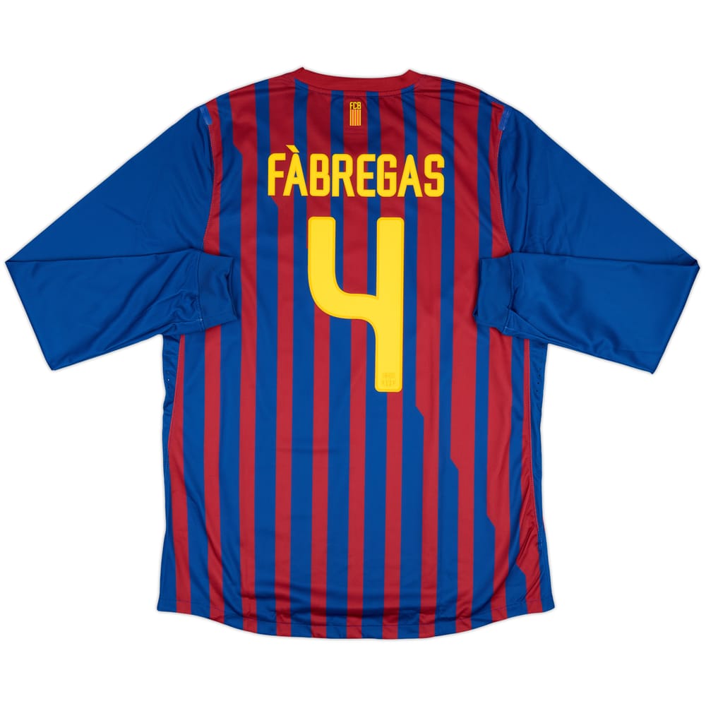 2011-12 Barcelona Player Issue Home L/S Shirt Fabregas #4 (XL)