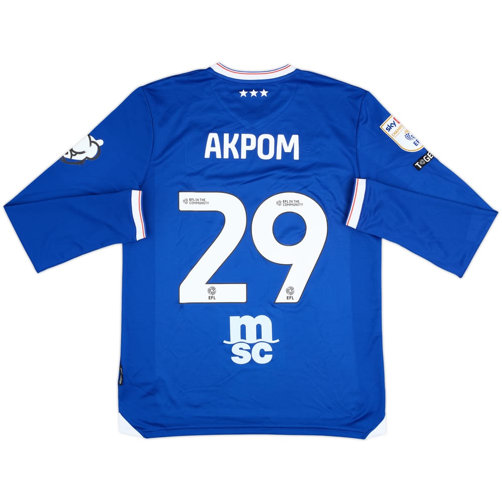 2025-26 Ipswich Match Issue Home L/S Shirt Akpom #29