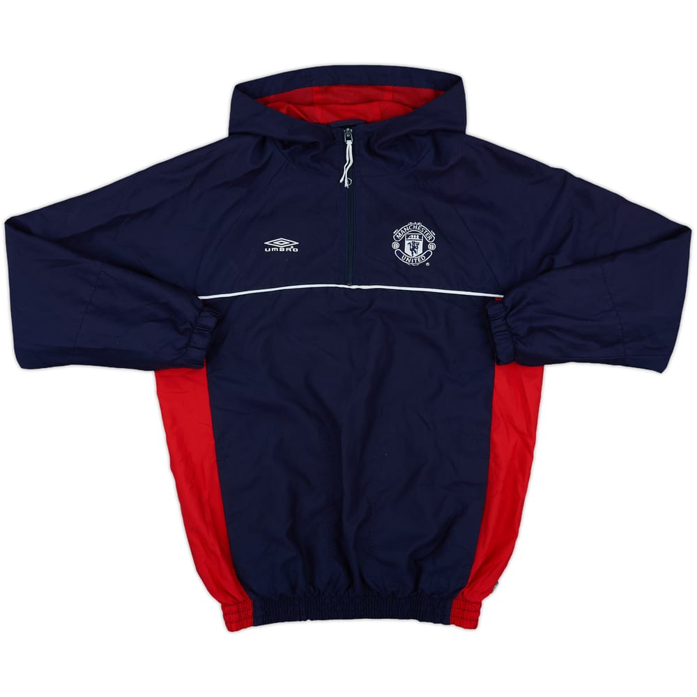 2000-01 Manchester United Umbro Hooded 1/4 Zip Training Top - 8/10 - (L.Boys)