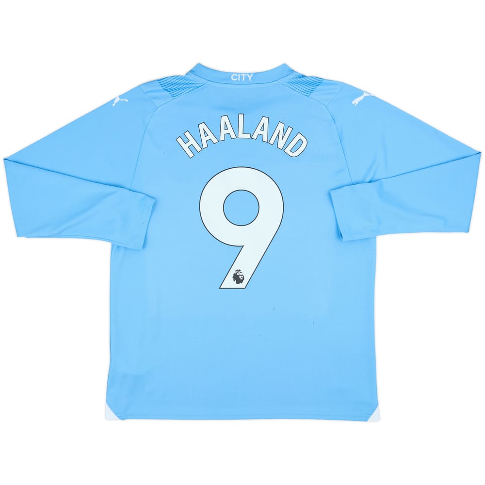 2023-24 Manchester City Home L/S Shirt Haaland #9 - 6/10 - (L)