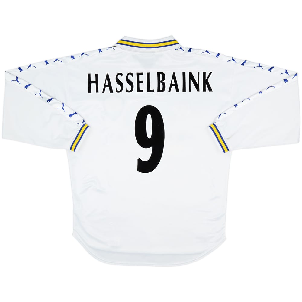 1998-00 Leeds United Home L/S Shirt Hasselbaink #9 - 8/10 - (L)