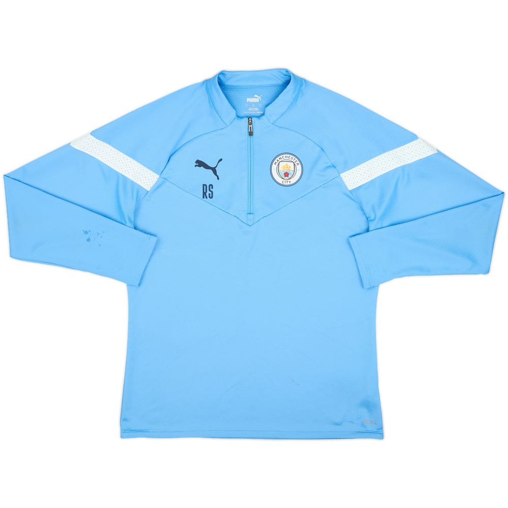 2021-22 Manchester City Staff Issue Puma 1/4 Zip Sweat Top 'RS' - 9/10 - (L)