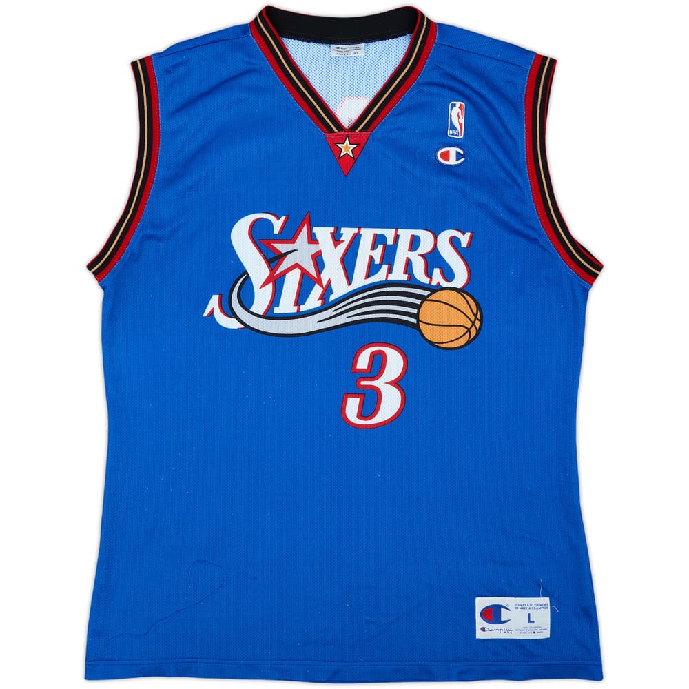 1999-00 Philadelphia 76ers Iverson #3 Champion Alternate Jersey - 7/10 - (L)