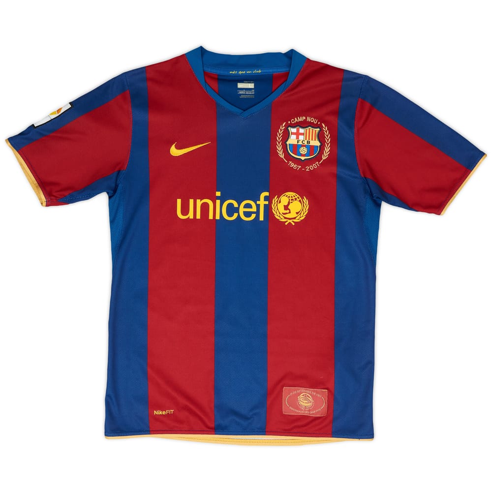 2007-08 Barcelona Home Shirt - 9/10 - (L.Boys)