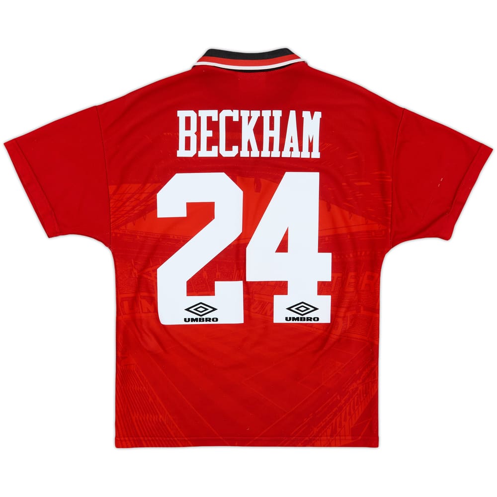 1994-96 Manchester United Home Shirt Beckham #24 - 9/10 - (Y)