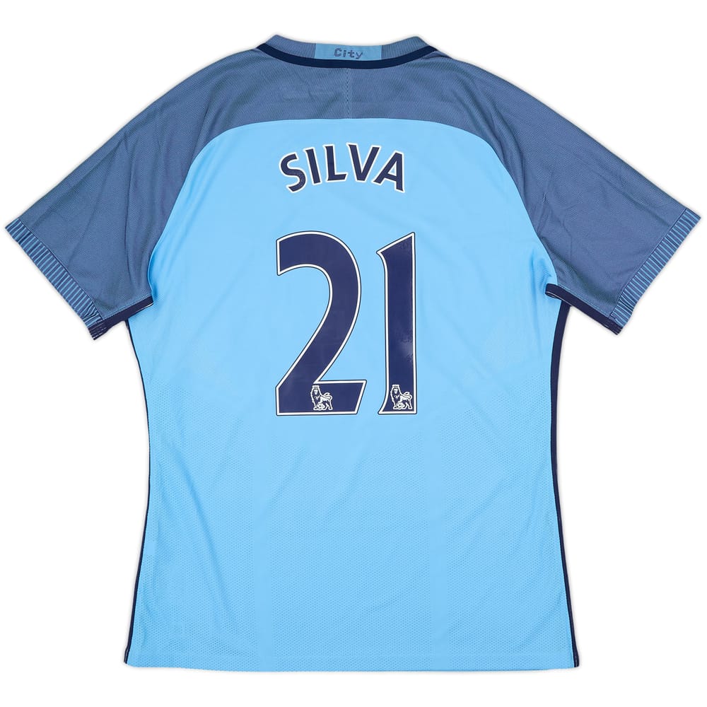 2016-17 Manchester City Authentic Home Shirt Silva #21 - 8/10 - (XL)