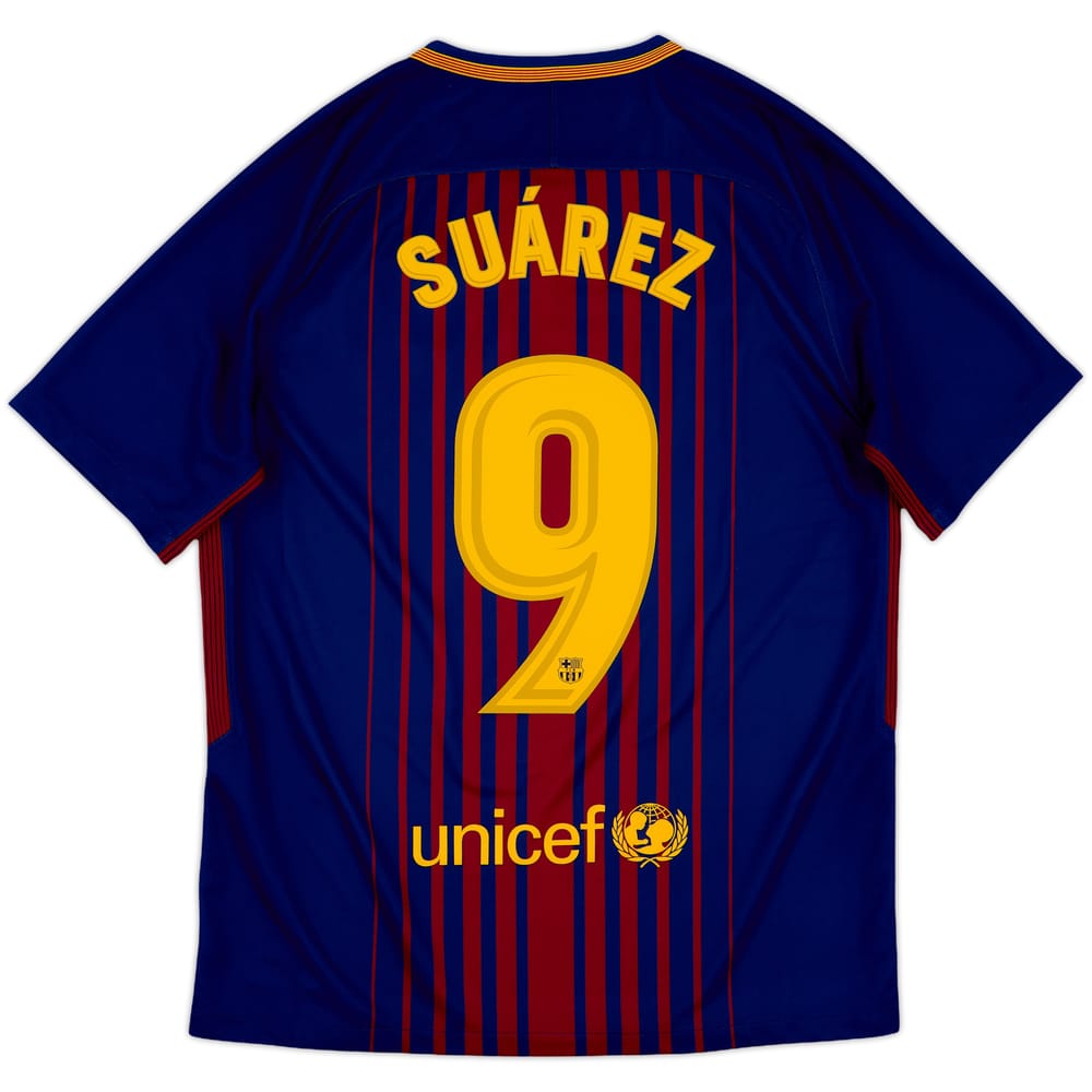2017-18 Barcelona Home Shirt Suarez #9 - 9/10 - (M)