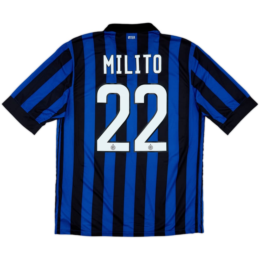 2011-12 Inter Milan Home Shirt Milito #22 - 8/10 - (L)