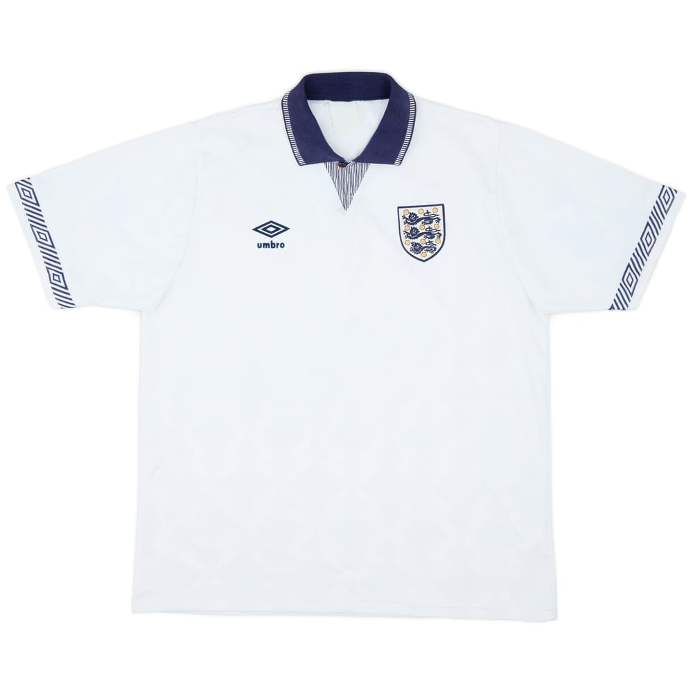 1990-92 England Home Shirt - 8/10 - (XL)