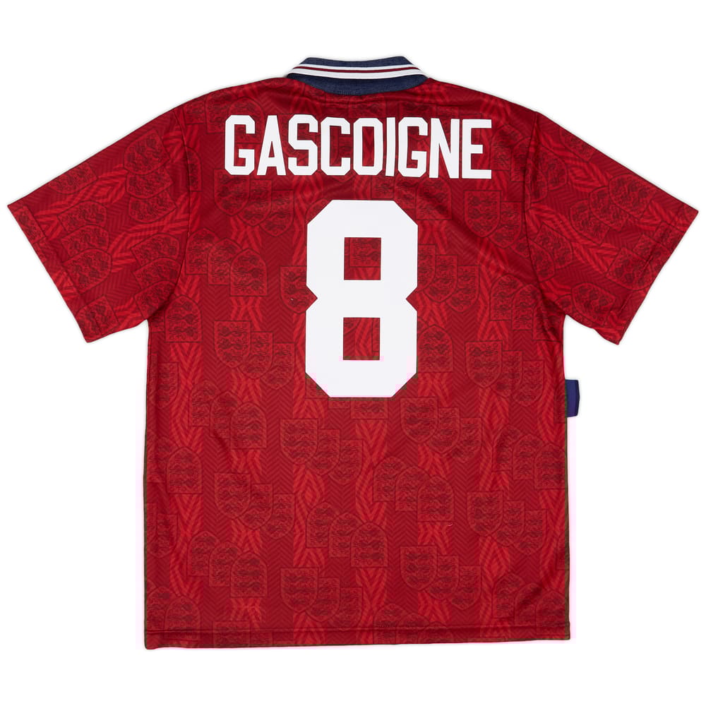 1993-95 England Away Shirt Gascoigne #8 - 8/10 - (L)