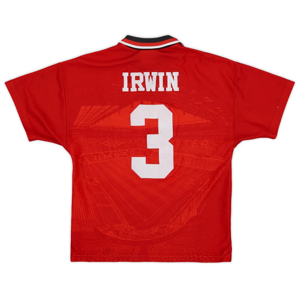 1994-96 Manchester United Home Shirt Irwin #3 - 7/10 - (L.Boys)
