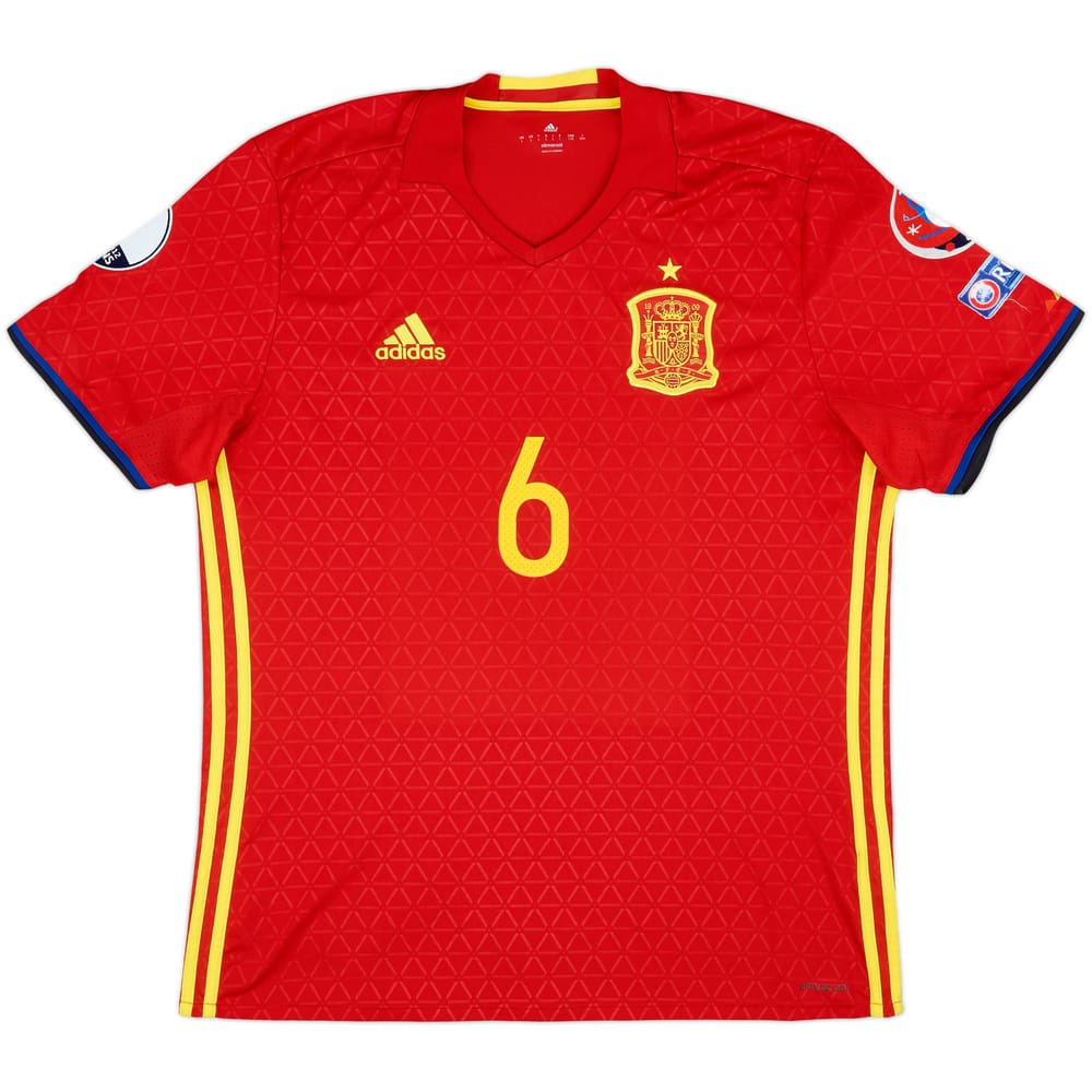 2016-17 Spain Home Shirt #6 - 8/10 - (L)