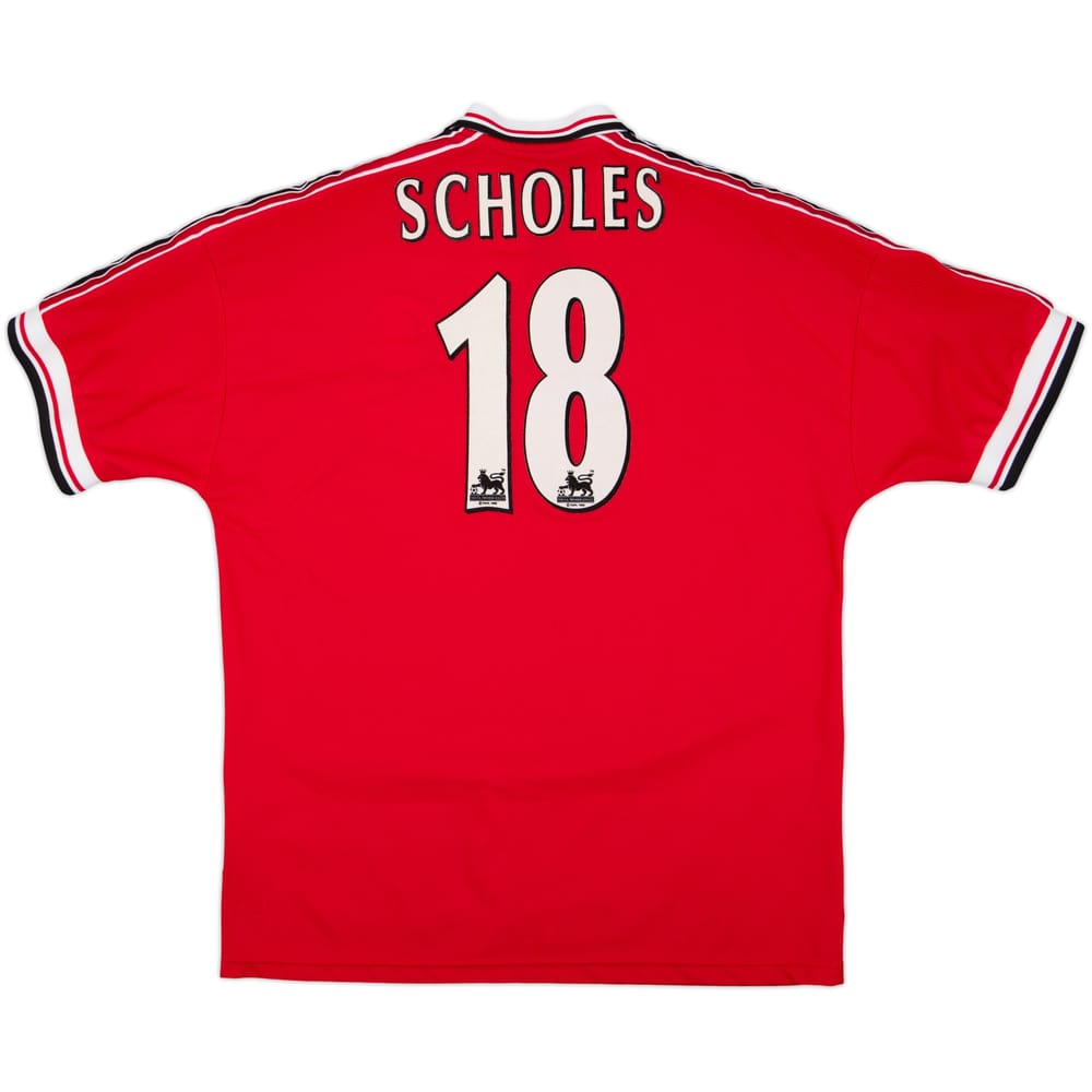 1998-00 Manchester United Home Shirt Scholes #18 - 8/10 - (XL)