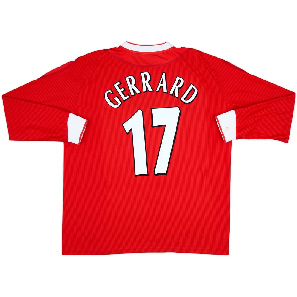 2002-04 Liverpool Home L/S Shirt Gerrard #17 - 7/10 - (XL)