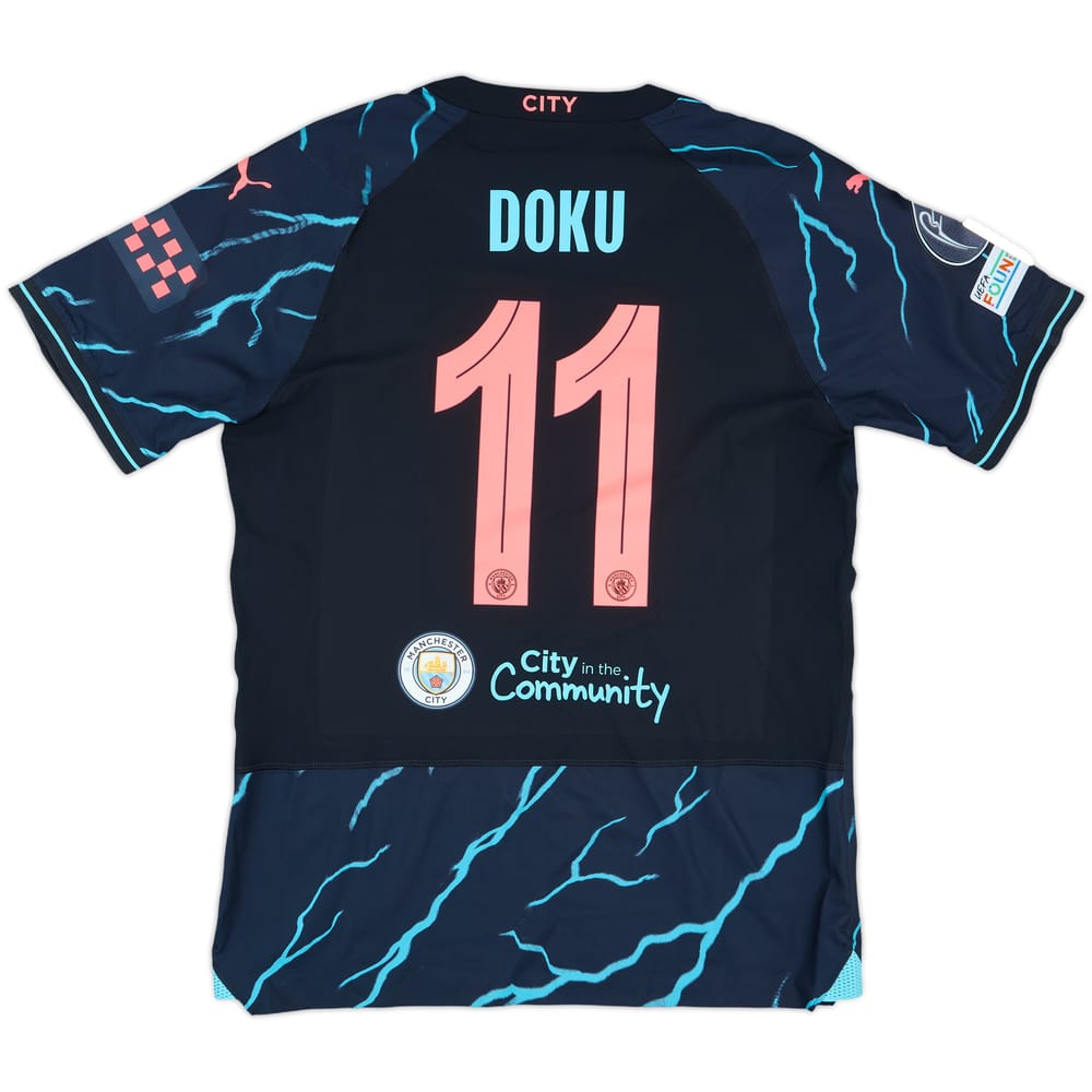 2023-24 Manchester City Match Issue Champions League Third Shirt Doku #11