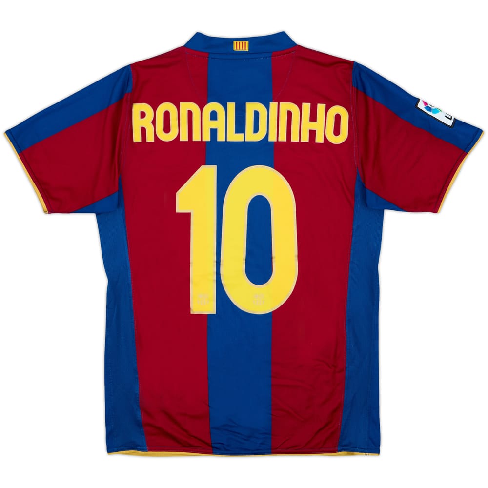 2007-08 Barcelona Home Shirt Ronaldinho #10 - 9/10 - (S)