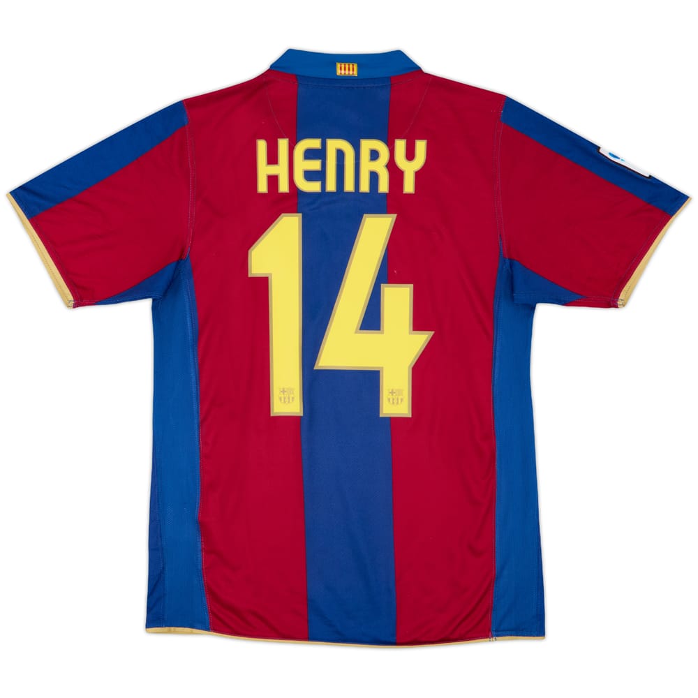 2007-08 Barcelona Home Shirt Henry #14 - 7/10 - (S)