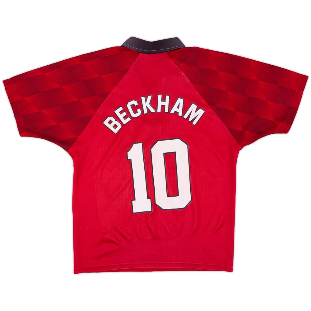 1996-98 Manchester United Home Shirt Beckham #10 - 8/10 - (Y)
