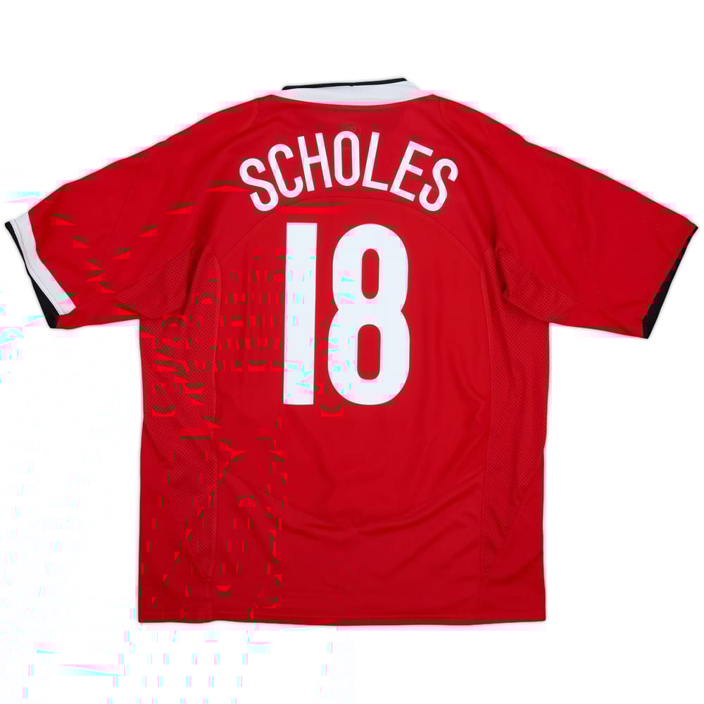 2004-06 Manchester United Home Shirt Scholes #18 - 8/10 - (XL)