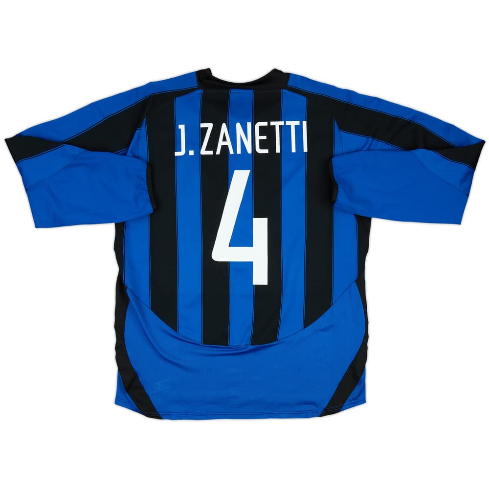 2003-04 Inter Milan Home L/S Shirt J.Zanetti #4 - 6/10 - (XL)
