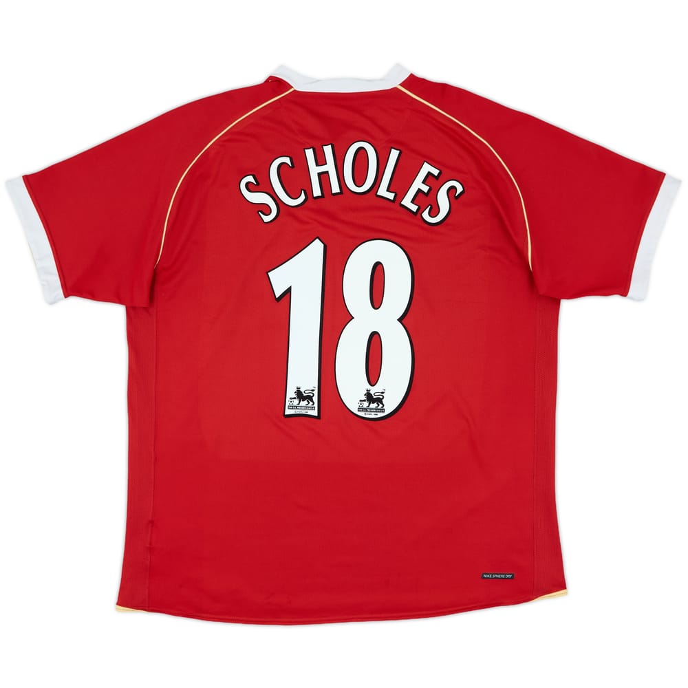 2006-07 Manchester United Home Shirt Scholes #18 - 7/10 - (XL)