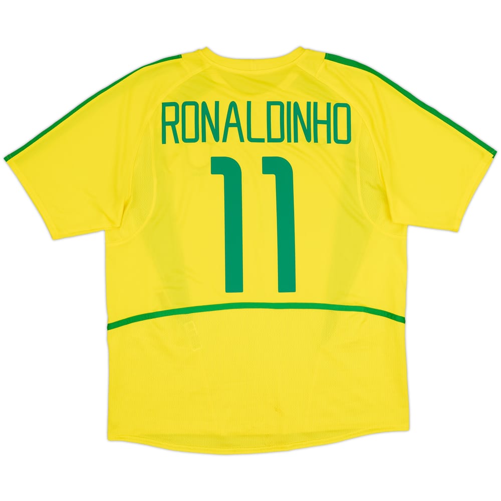 2002-04 Brazil Home Shirt Ronaldinho #11 - 8/10 - (L)