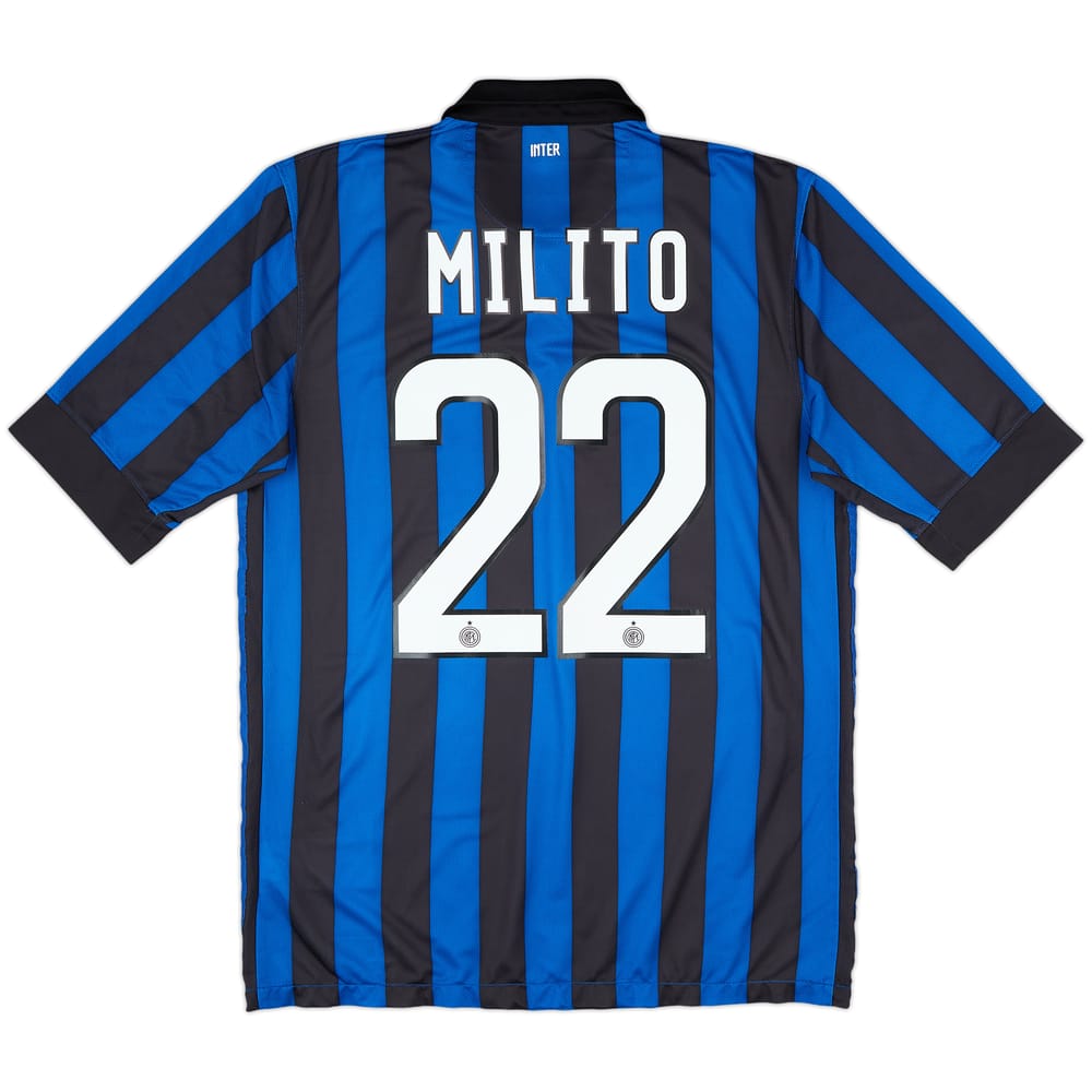2011-12 Inter Milan Home Shirt Milito #22 - 9/10 - (M)
