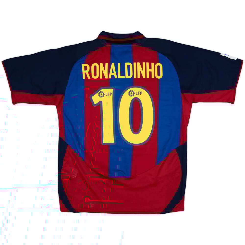 2003-04 Barcelona Home Shirt Ronaldinho #10 - 8/10 - (L)