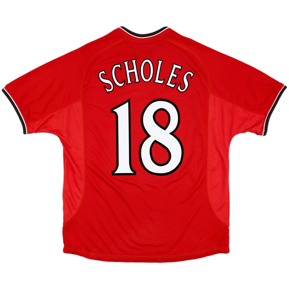 2000-02 Manchester United Home Shirt Scholes #18 - 9/10 - (L)