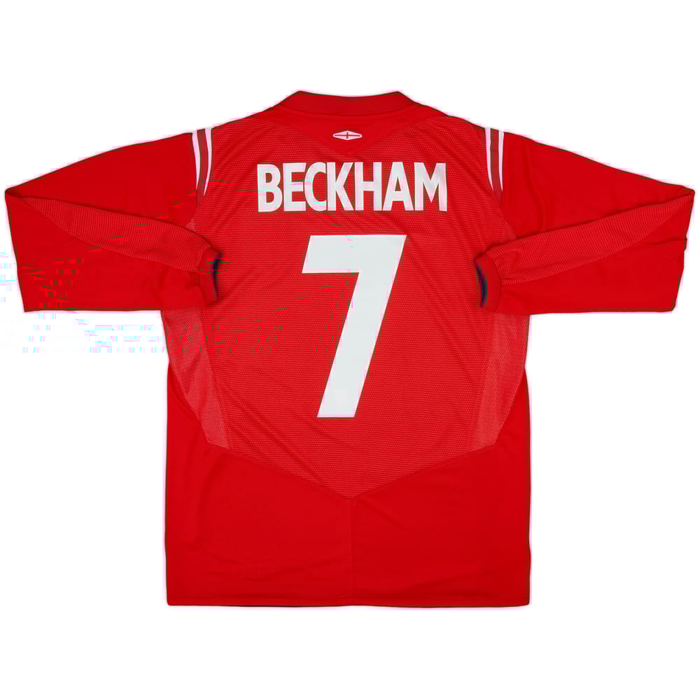 2004-06 England Away L/S Shirt Beckham #7 - 9/10 - (M)