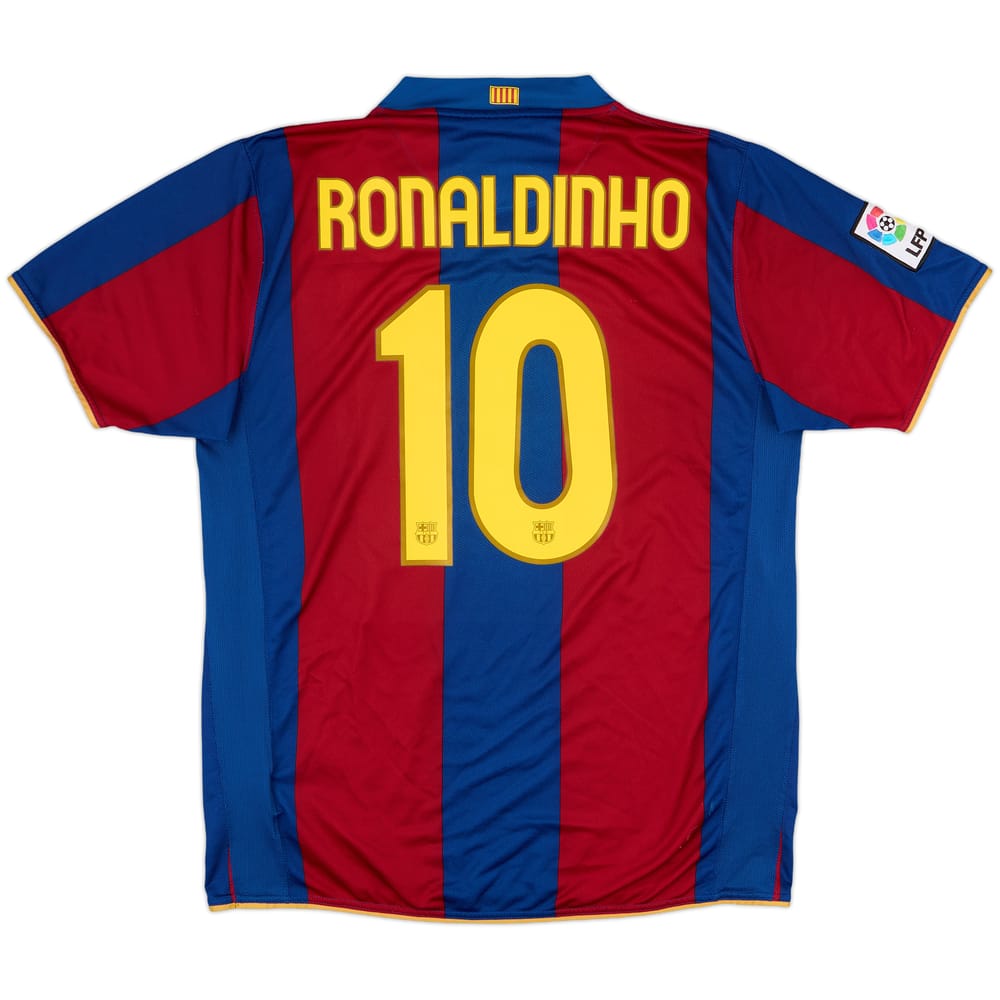 2007-08 Barcelona Home Shirt Ronaldinho #10 - 4/10 - (L)