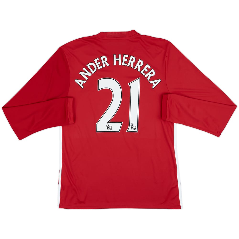 2016-17 Manchester United Home L/S Shirt Ander Herrera #21 - 8/10 - (M)