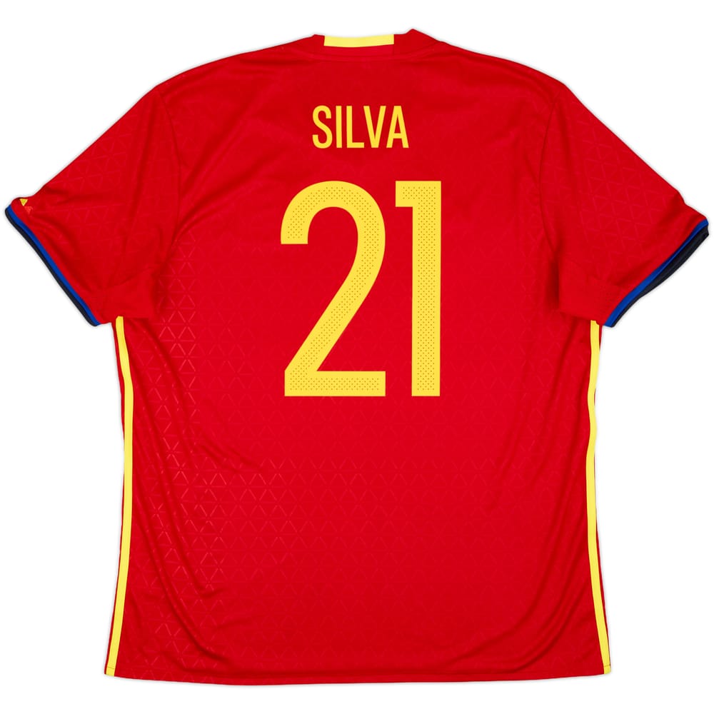 2016-17 Spain Home Shirt Silva #21 - 9/10 - (XL)