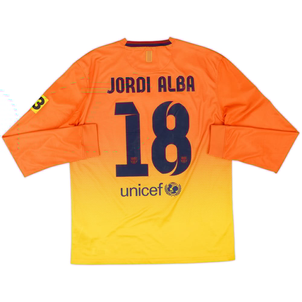 2012-13 Barcelona Away L/S Shirt Jordi Alba #18 - 7/10 - (M)