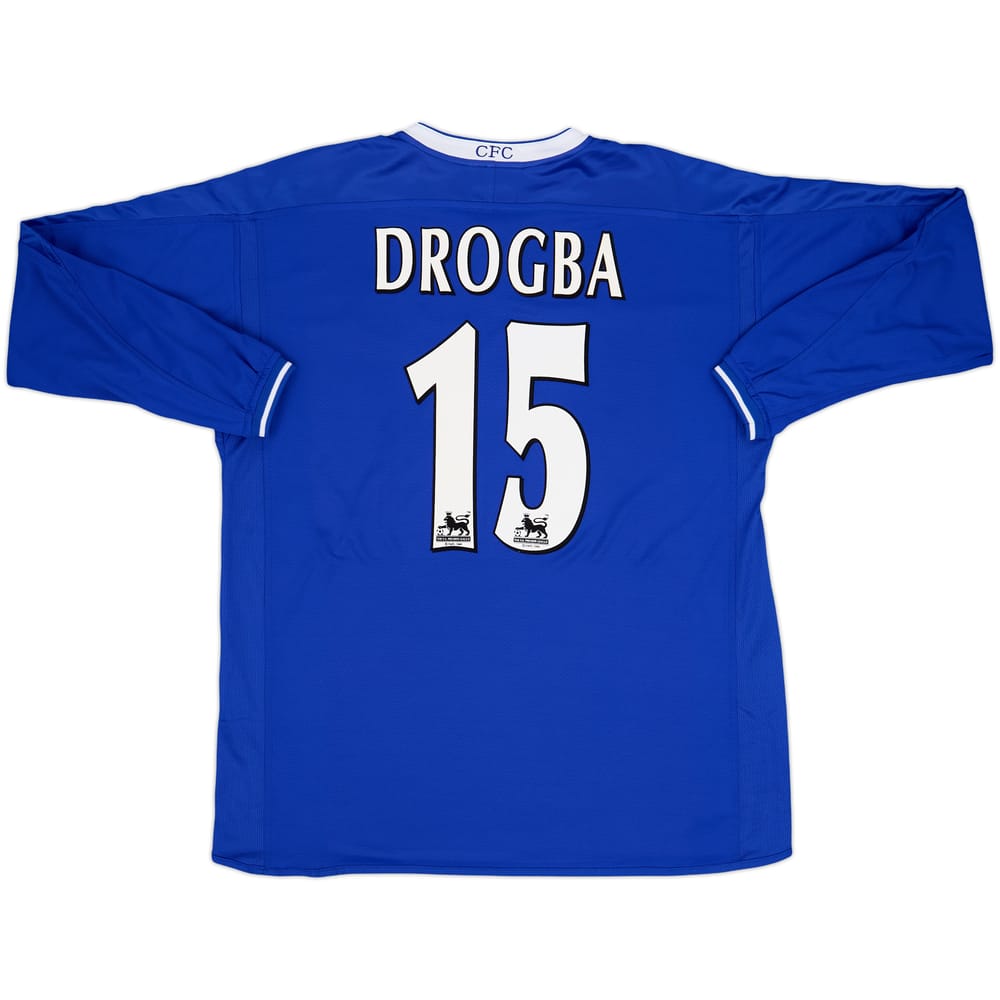 2003-05 Chelsea Home L/S Shirt Drogba #15 - 8/10 - (XL)