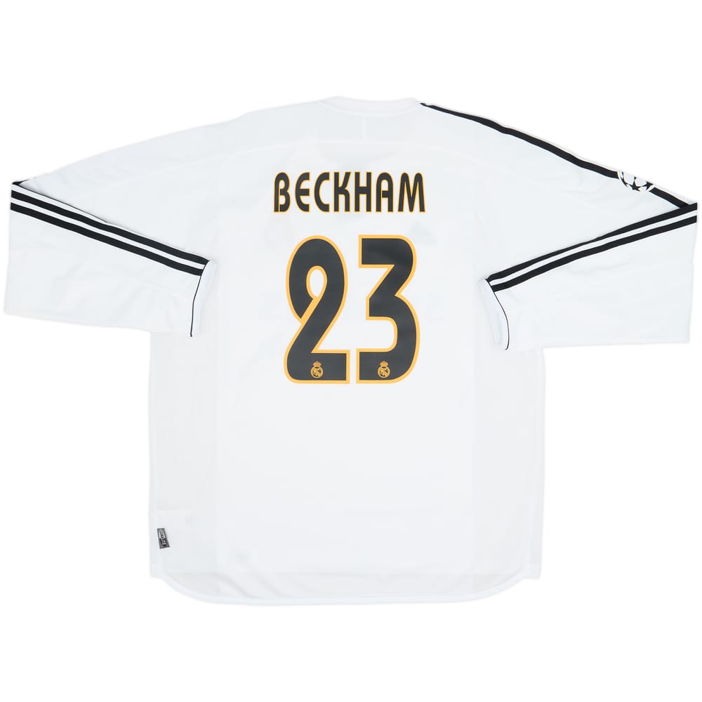 2003-04 Real Madrid Home L/S Shirt Beckham #23 - 9/10 - (XL)