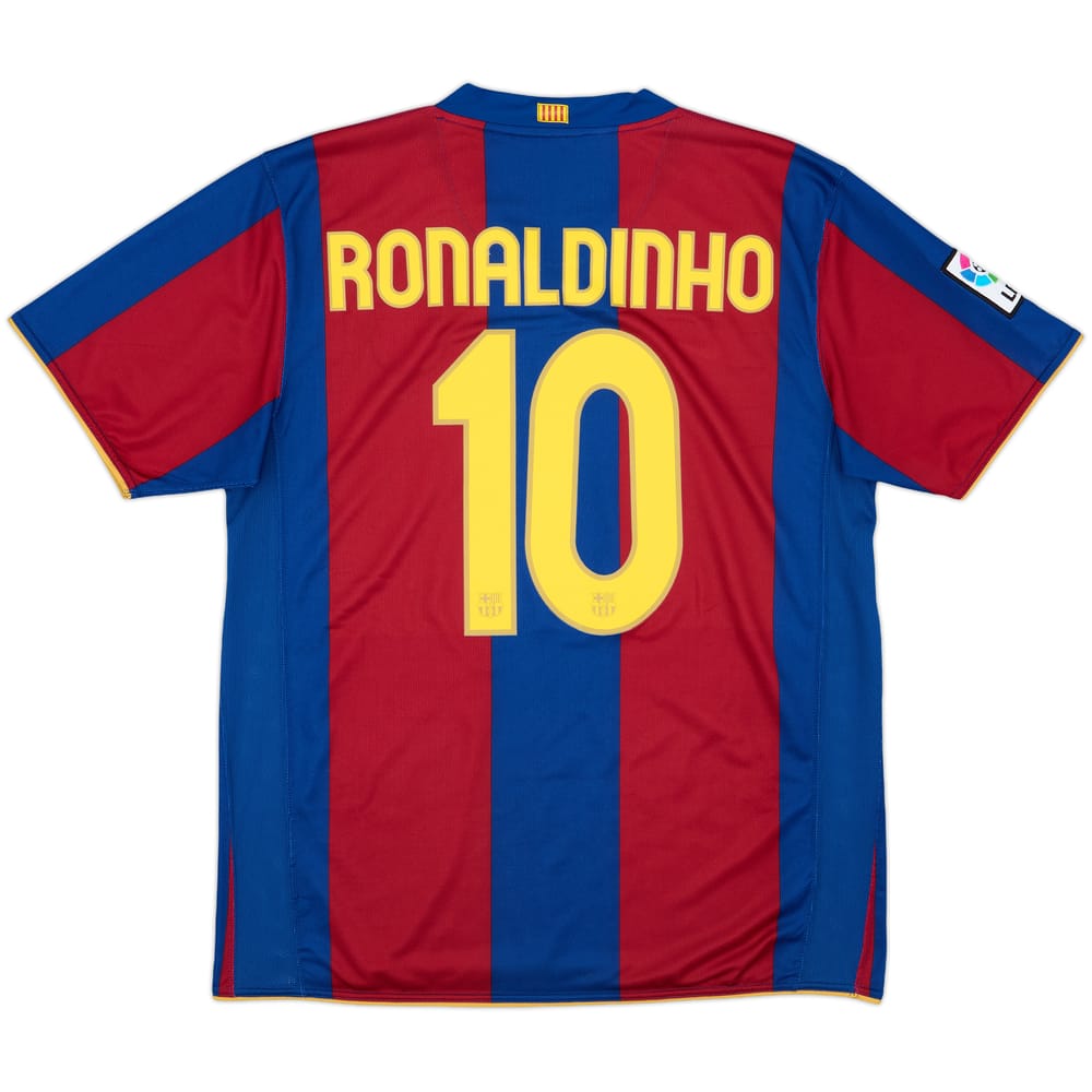 2007-08 Barcelona Home Shirt Ronaldinho #10 - 8/10 - (L)