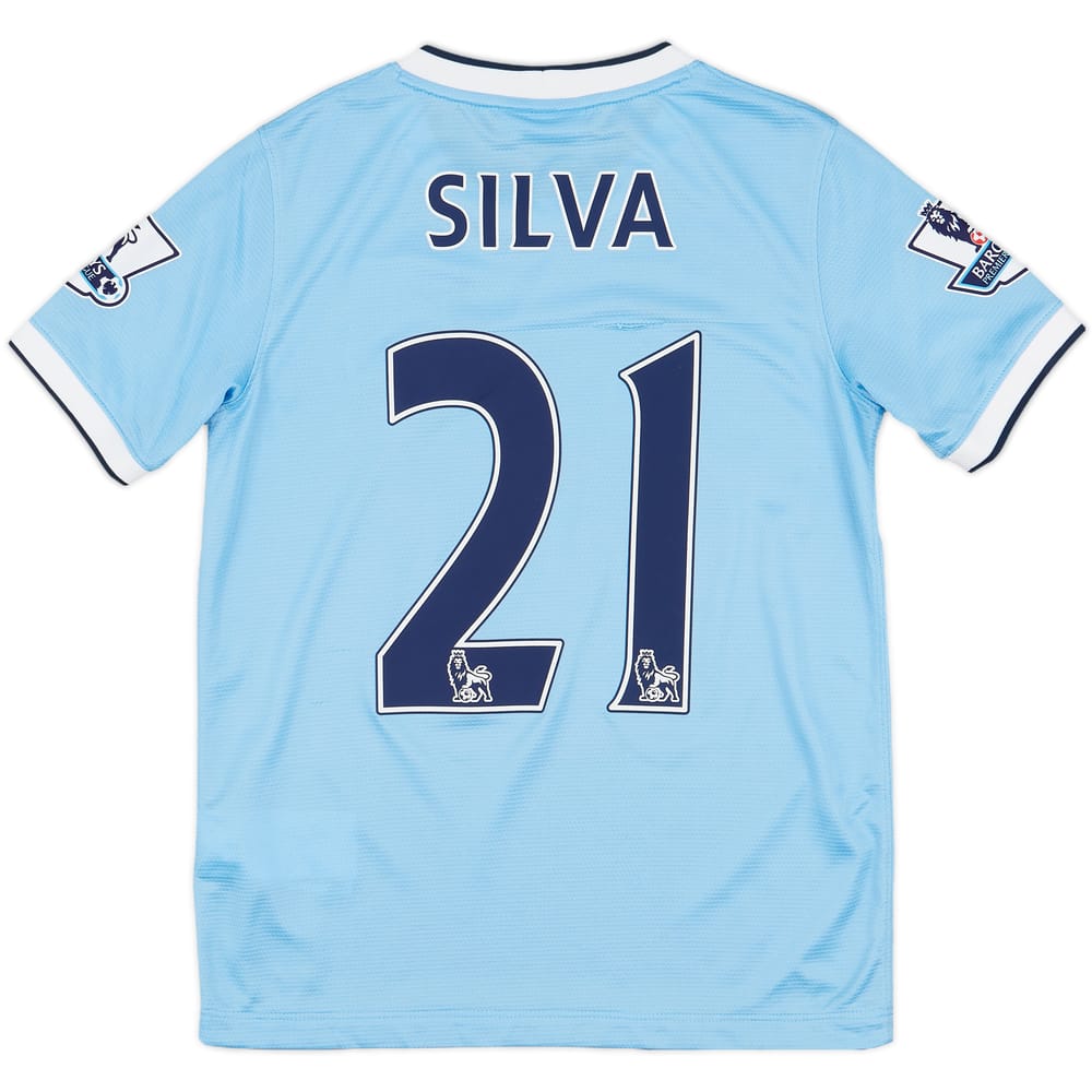 2013-14 Manchester City Home Shirt Silva #21 - 6/10 - (M.Boys)